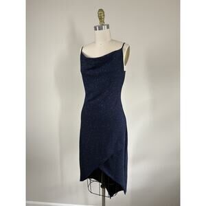 Vintage 90s‎ Y2K Midi Dress Medium City Triangles Sparkly Stretchy Tulip Hem